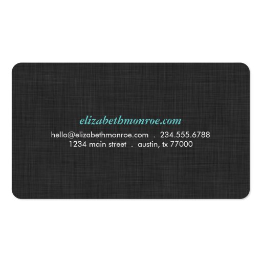Charcoal Gray Linen Texture Sleek Simple Business Card (back side)