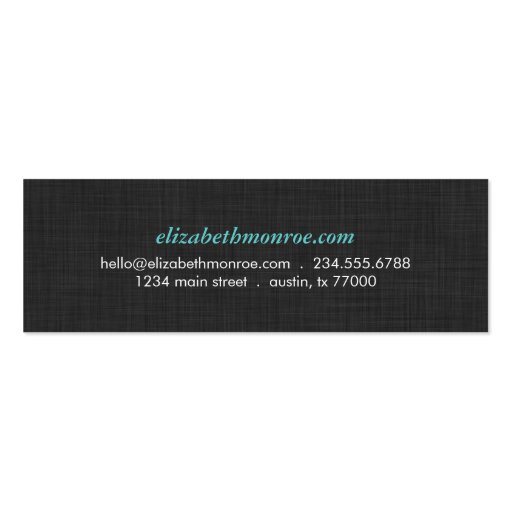 Charcoal Gray Linen Texture Sleek Simple Business Card Template (back side)