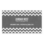Charcoal Gray Modern Chevron with Linen Texture Business Card Templates