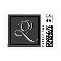 Charcoal gray monogram stamp letter Q stamps