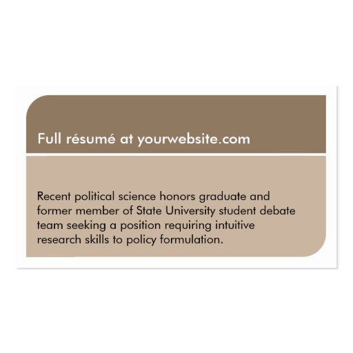 Charcoal gray smart student employment resume card business cards (back side)