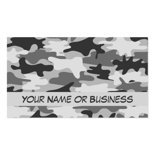 Charcoal Grey Camo Camouflage Name Personalized Business Cards