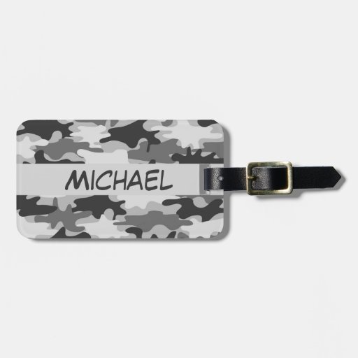 Charcoal Grey Camo Camouflage Name Personalized Luggage Tag Zazzle