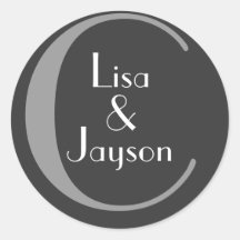 Charcoal Grey Custom Seal_ Lisa and Jayson Round Sticker