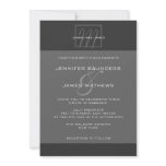 Charcoal Grey Monogram Names Wedding Invitation
