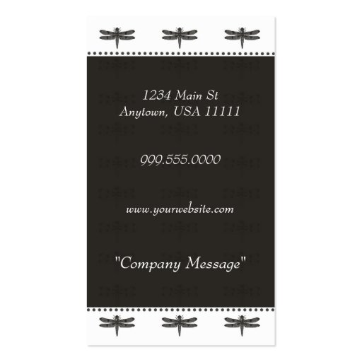 Charcoal Infinite Dragonfly Business Card (back side)