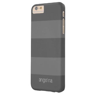 Charcoal Modern Striped Pattern Custom Name Barely There iPhone 6 Plus Case