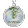 Chardonnay Wine Grapes Silver Necklace
