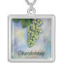 Chardonnay Wine Grapes Silver Necklace