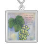 Chardonnay Wine Grapes Silver Necklace