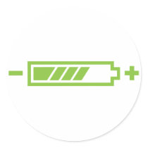 Charged - battery solar hybrid electric round stickers