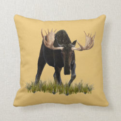 Charging Bull Moose Throw Pillows
