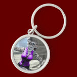 Charging Tigress Round Keychain keychains