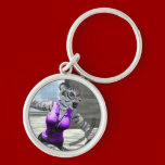 Charging Tigress Round Keychain