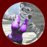 Charging Tigress Round Sticker stickers