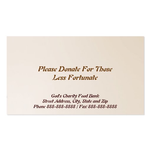 Charity Food Bank Non Profit Business Card (back side)