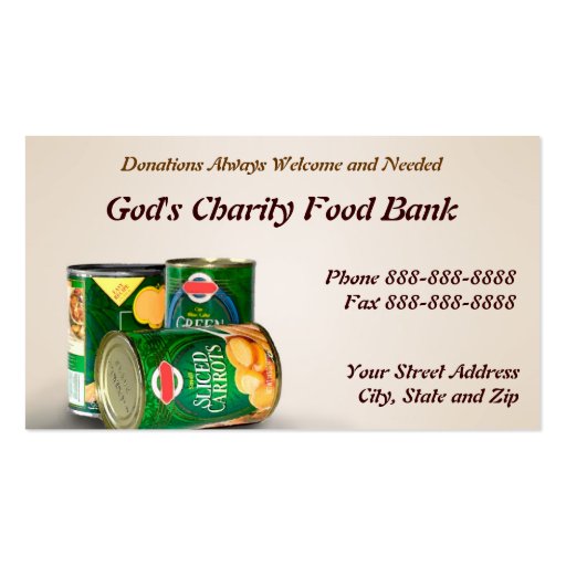 Charity Food Bank Non Profit Business Card (front side)