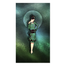 Charla - 1920s Fashion in Sage, Green and Aqua Business Card Template