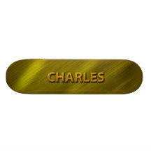 charles custom gold skateboard deck