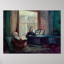 Charles Darwin and his wife at the Piano Posters