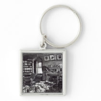 Charles Darwin's study at Down House, 1882 Keychain