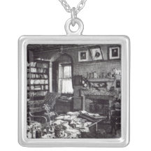 Charles Darwin's study at Down House, 1882 Personalized Necklace