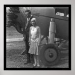 Charles Lindbergh and Wife next to Airplane 1929 Poster