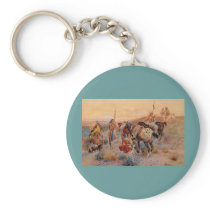Charles M. Russell's First Wagon Tracks (1908) Keychains