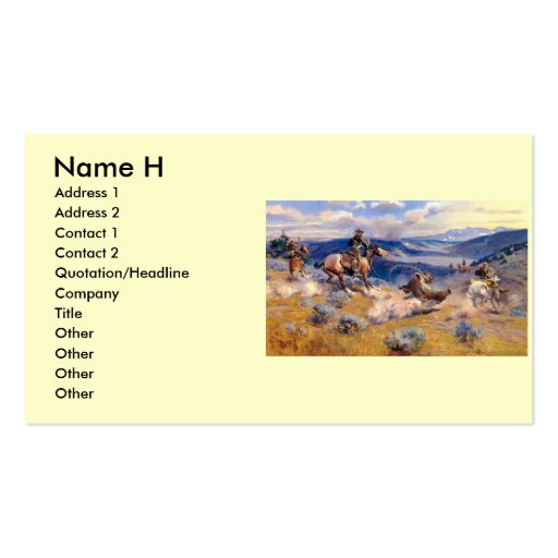 Charles M. Russell's Loops and Swift Horses (1916) Business Card Template