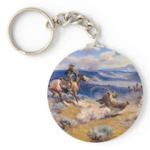 Charles M. Russell's Loops and Swift Horses (1916) Key Chain
