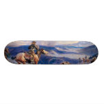 fine, vintage, art, fine art, vintage art, charles, russell's, loops, swift, horses, are, surer, than, lead, nature, landscapes
