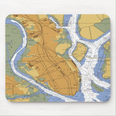 Charleston SC Nautical Harbor Chart mousepad by sailorpatp