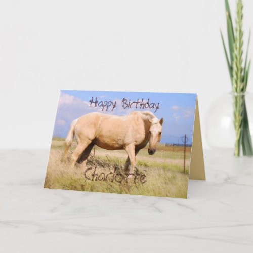 Charlotte Happy Birthday Palomino Horse Card card