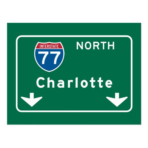 Charlotte, NC Road Sign Postcard Zazzle