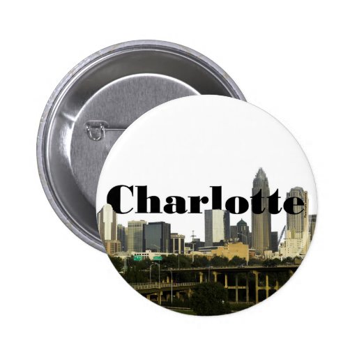 Charlotte NC Skyline with Charlotte in the Sky Buttons