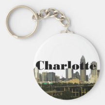 Charlotte NC Skyline with Charlotte in the Sky Keychain