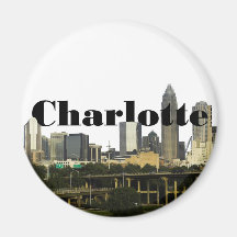 Charlotte NC Skyline with Charlotte in the Sky Refrigerator Magnets