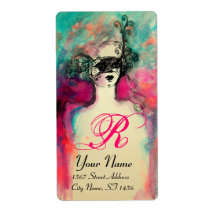 CHARM MONOGRAM ,pink green black blue Personalized Shipping Label