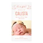 Charming Banner Baby Girl Birth Announcement photo cards