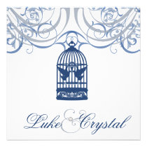 Charming Blue Birdcage Wedding Invitation
