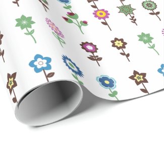 Charming Colorful Flowers pattern Illustration Wrapping Paper