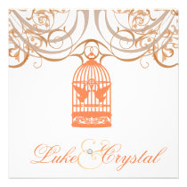 Charming Coral Birdcage Wedding Invitation