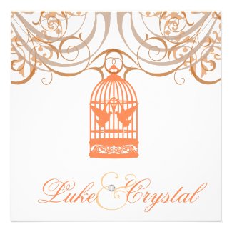 Charming Coral Birdcage Wedding Invitation