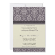 Charming Damask 5x7 Wedding Invitation: plum invitation