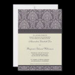 Charming Damask 5x7 Wedding Invitation: plum