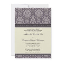 Charming Damask 5x7 Wedding Invitation: plum