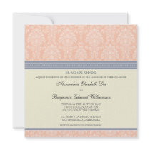 Charming Damask Square Wedding Invitation: blush