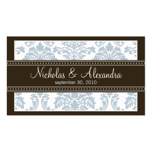 Charming Damask Wedding Web Business Card (blue)