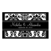 Charming Damask Wedding Web Card (black/white) Business Card