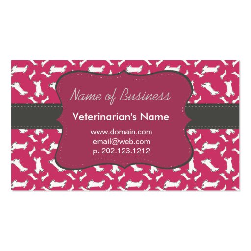Charming  Dog Bones -  Mauve Great Pets Business Cards